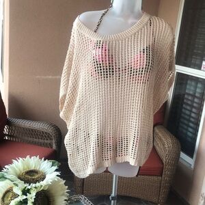 Cream Swim Coverup with Textured Knit